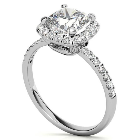 7mm-1.50Ct Cushion Moissanite Ring & Lab Diamond - Picture 5 of 8